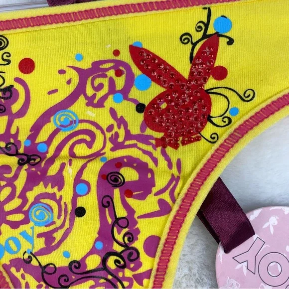 NWT Vintage Playboy Swirly Yellow Panties - Picture 2 of 4